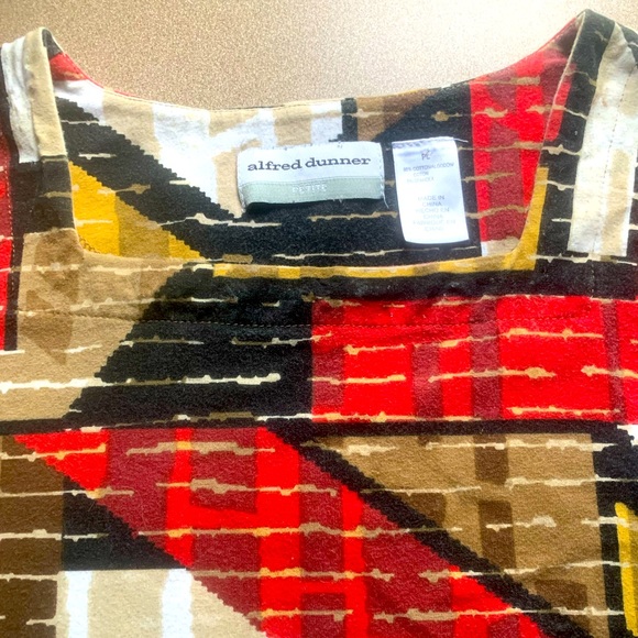 ALFRED DUNNER Square Neck 3/4 Length Sleeve Top Fall - Petite Large - Picture 2 of 5